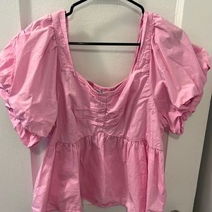 Pink puff sleeve top